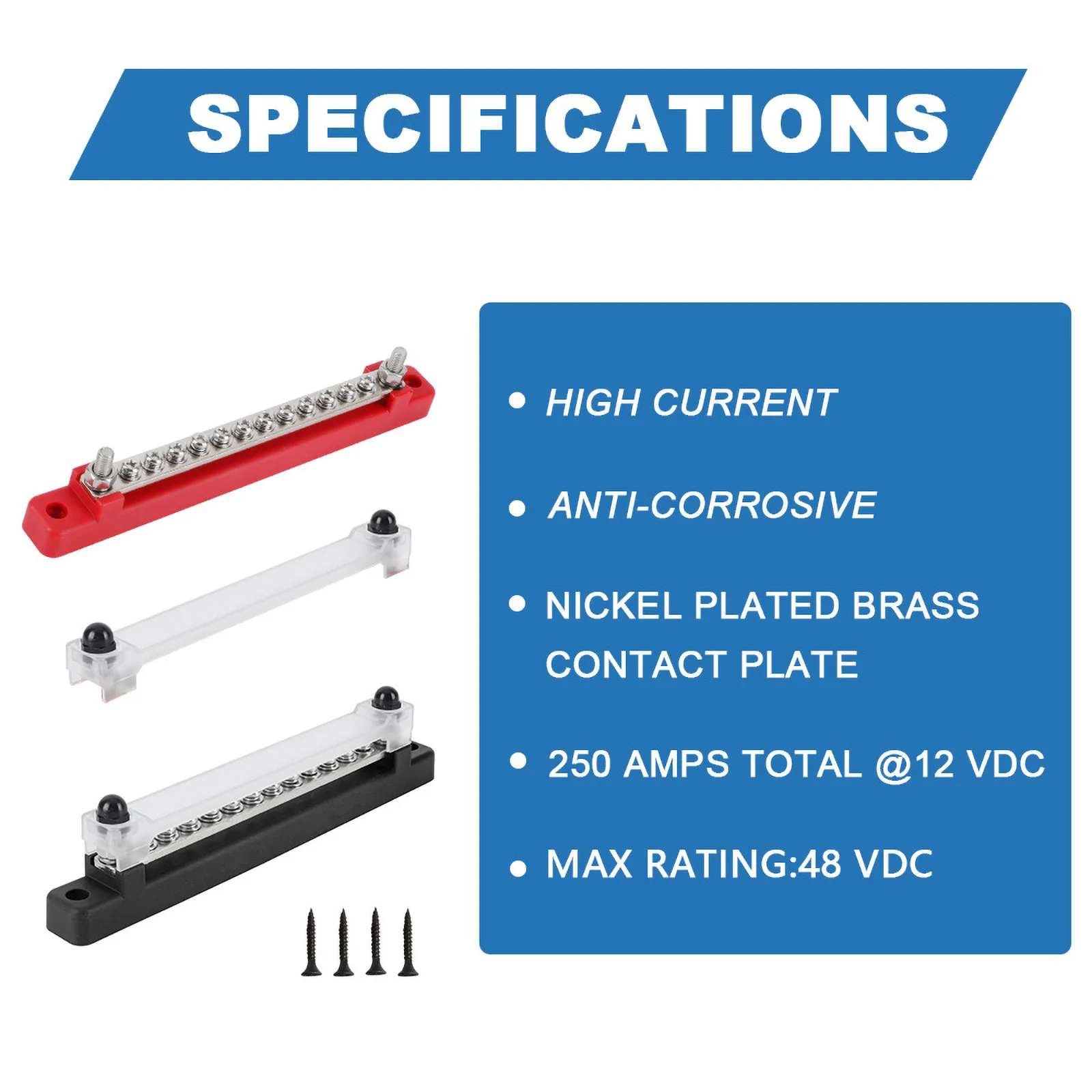 

12v Power current distributor M6 Terminal Block dc BusBar 12v 1/4 Inch Stud 150A Electric Bus Bar For Truck Boat accessories