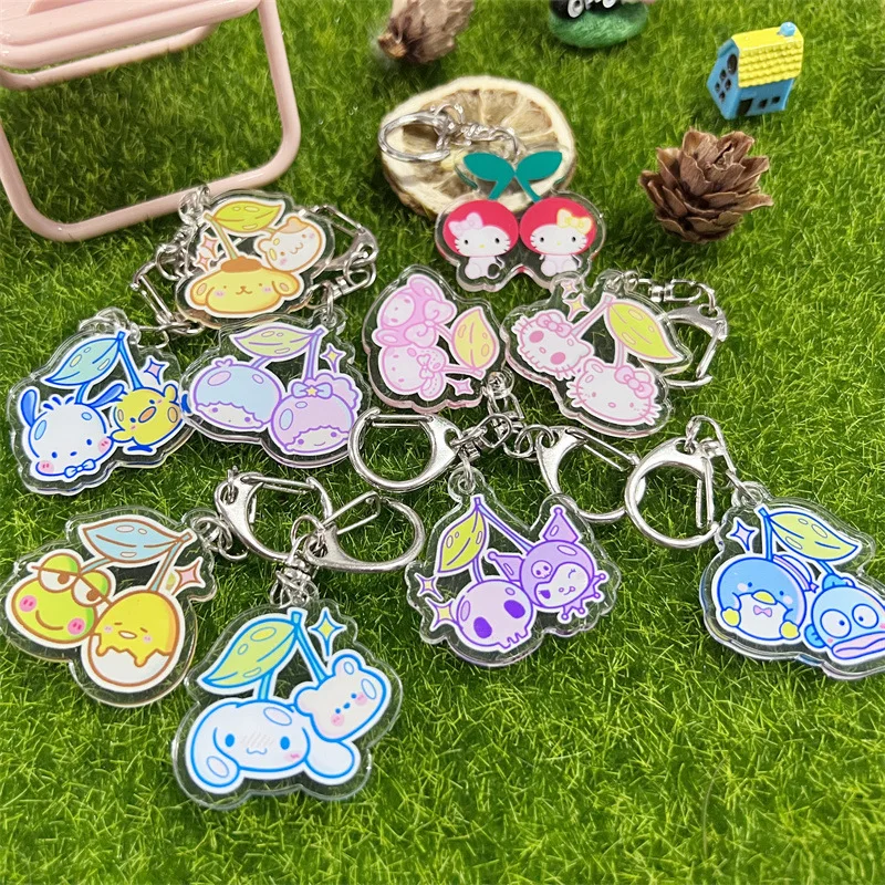 Christmas Hot Anime Sanrio Cherry Series Keychains Cute Cartoon Pendant Decorated Backpack Accessories for Girl Birthday Present