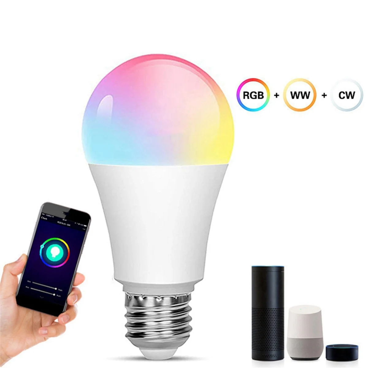 2Pcs Tuya Smart E27 Smart Bulb,Dimmable WIFI Bulb,Alexa Controlled RGBCW Energy Saving,Dimming and Color Adjustment 18W