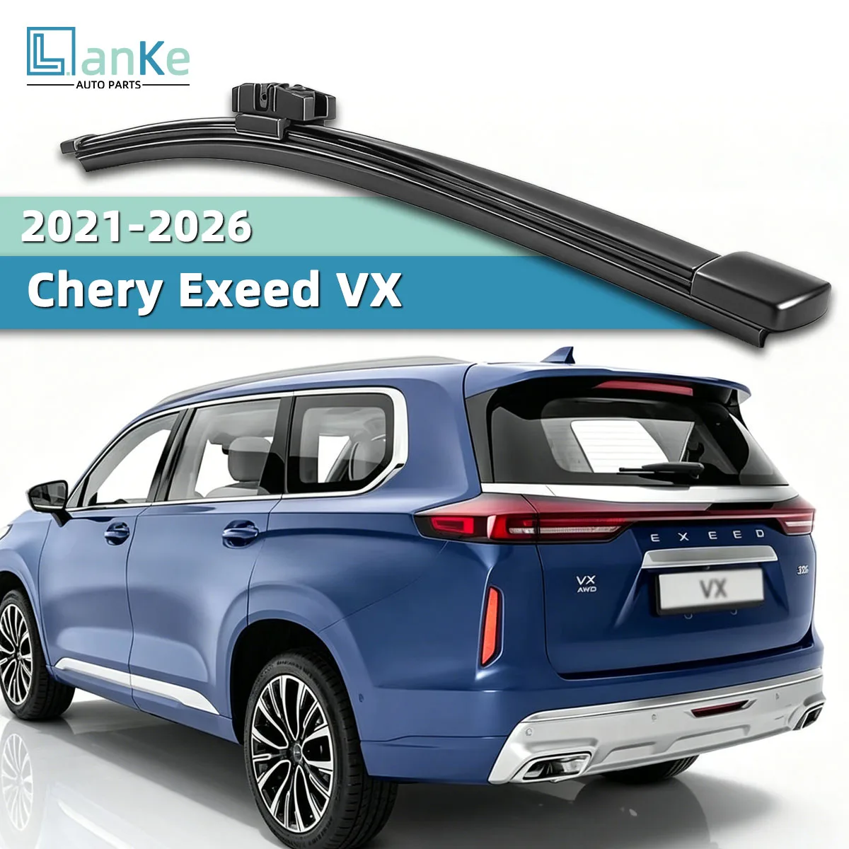 Auto-Heckscheibenwischerblatt Passend für Chery Exeed VX 2021-2026 Heckscheibenwischer-Ersatz Ganzjahres-Gummi Autoersatzteil-Set