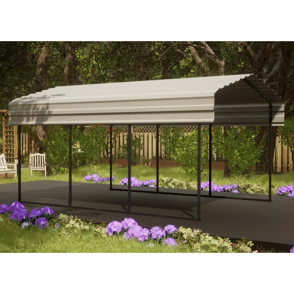 

Carport 10 x 15 x 7 футов Яичная скорлупа Прочный цельностальной сверхпрочный навес с металлическим каркасом для парковки автомобилей, внедорожников, грузовиков, лодок,