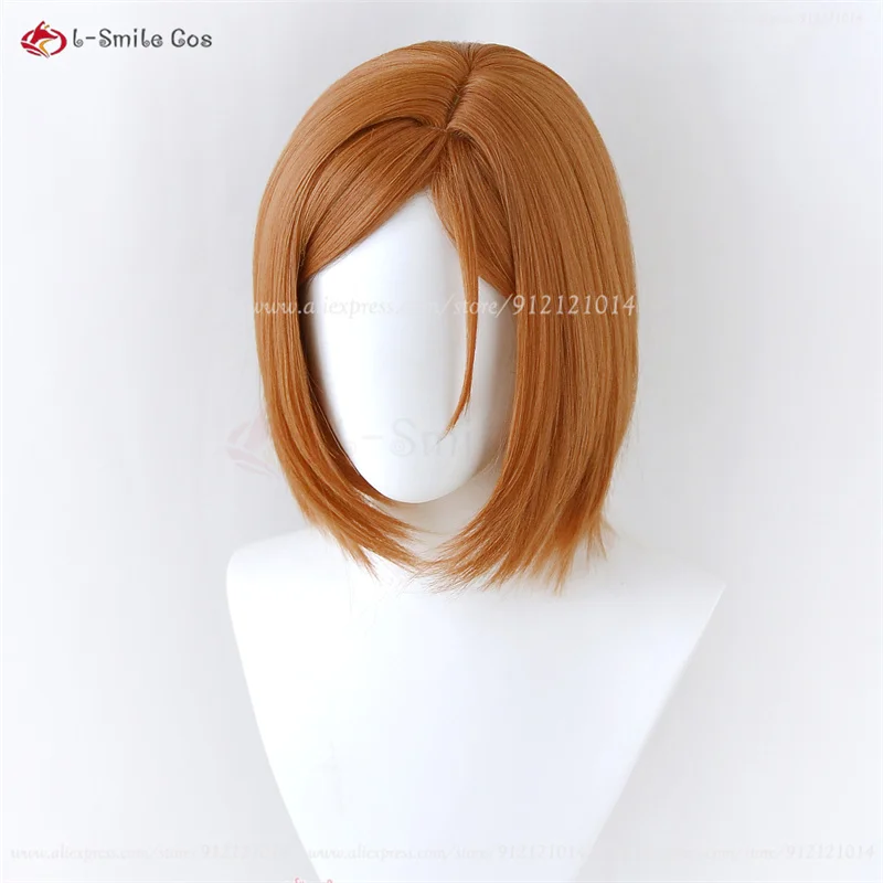 Nobara Kugisa parrucca Cosplay donna cuoio capelluto arancione marrone Kugisaki Nobara Anime parrucche Cosplay capelli sintetici resistenti al calore + cappuccio parrucca