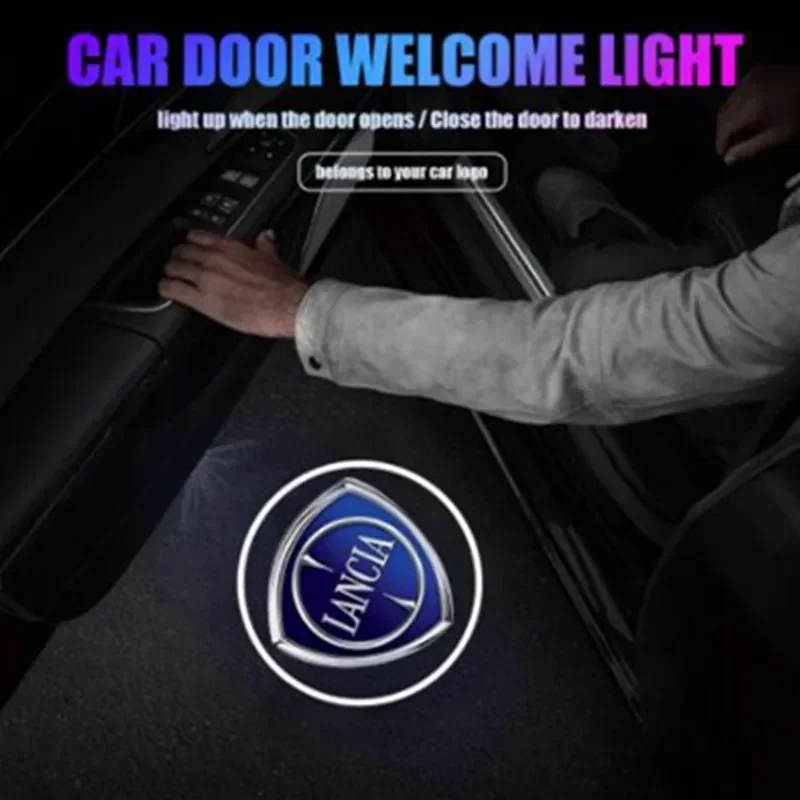 

2PCS Wireless LED Car Door Decoration 3D Wireless Projector Lamp HD Welcome Lights Accessories For Lancia Ghost Shadow Lamps