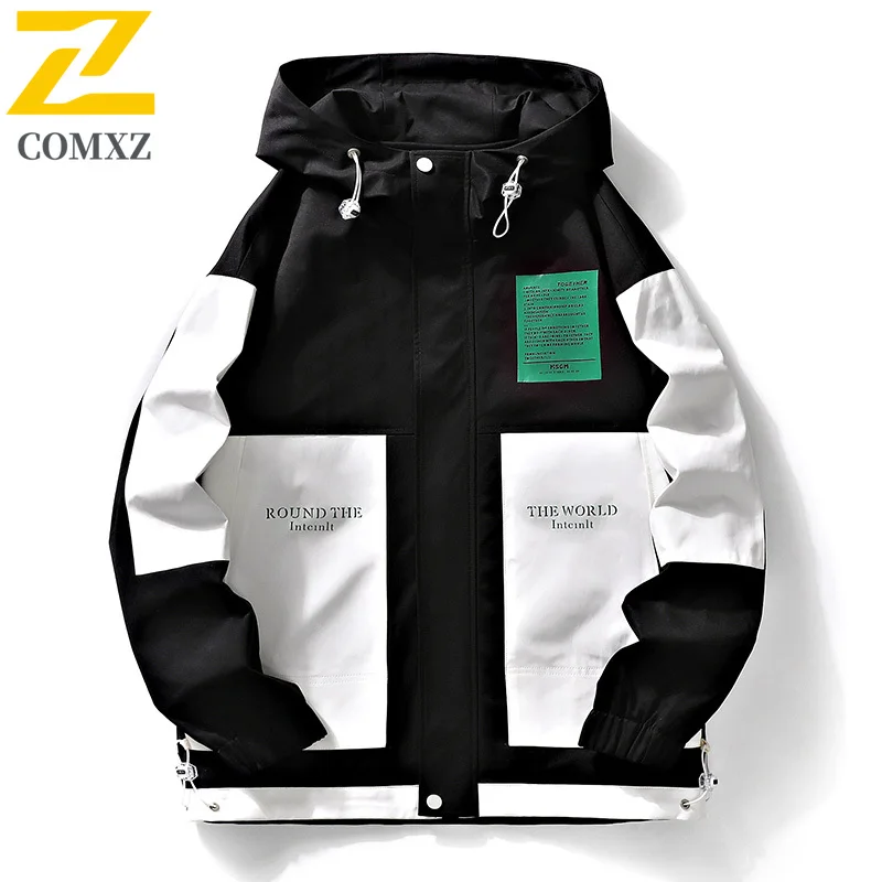 

Japanese Hip-hop Men's Jackets Autumn 2025 Fashion Printed Multi-pocket Windproof Jacket Street Clothing Loose Cargo Hooded Coat
