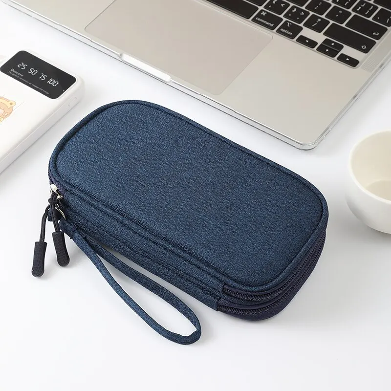 1pc Pink/Grey/Black/Navy Travel Portable Digital Product Storage Bag USB Data Cable Organizer Headset Charging Treasure Box Bag