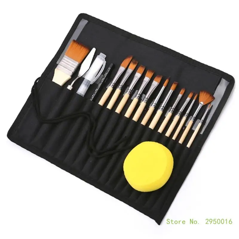 

18Pcs Paint Brushes Artist Paintbrush Kits Nylon Brush for Canvas Ceramic Rock Stone Oil Acrylic Watercolor Painting