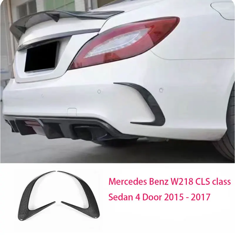 Carbon Fiber  Car Rear Bumper Side Vent Trims Sticker Canards for Mercedes Benz W218 CLS-class Sedan 4 Door 2015 - 2017