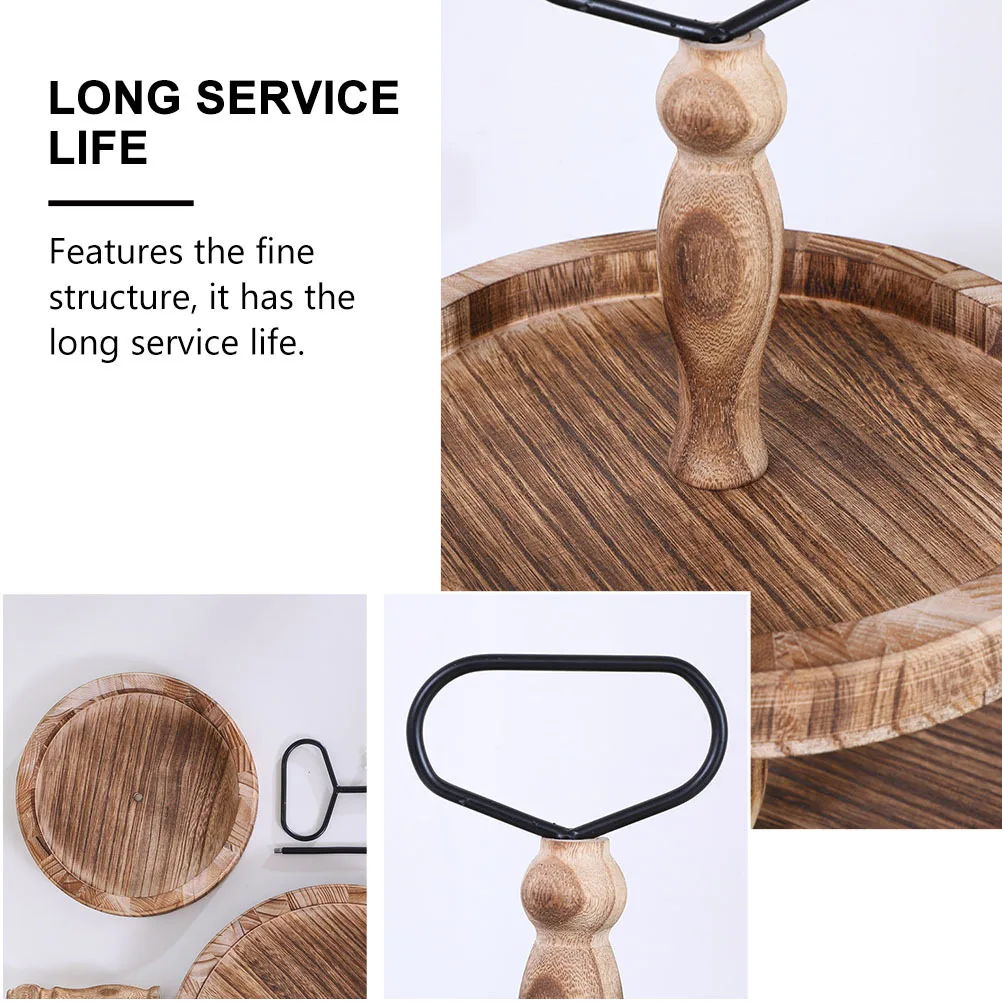 1개 나무 과일 트레이 천연 나무 서빙 플래터 케이크 캔디 디스플레이 홀더 장식용 디저트 랙 베이킹 보관 선반