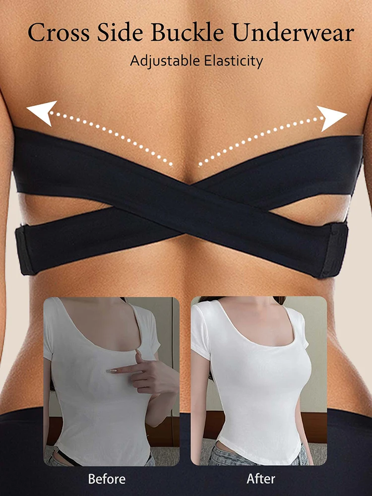 Dámská odnímatelná vyztužená měkká ledově hedvábná bezešvá podprsenka s boční přezkou a neviditelnou push-up podprsenkou - náhled 2