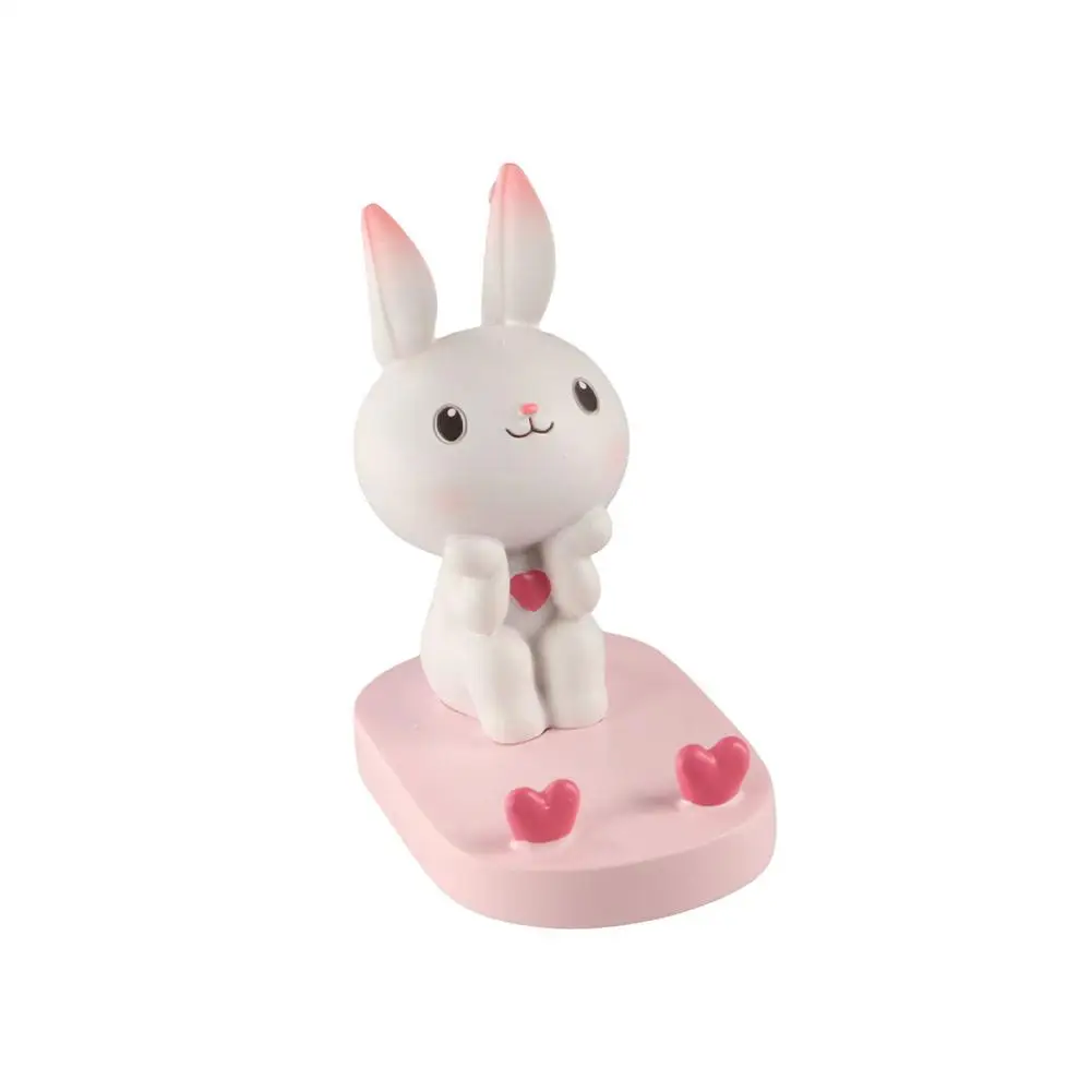 Resin Rabbit Phone Stand Multi-functional Statue Cat Mobile Phone Holder Anti-slip Cute Cat Desk Lazy Bracket