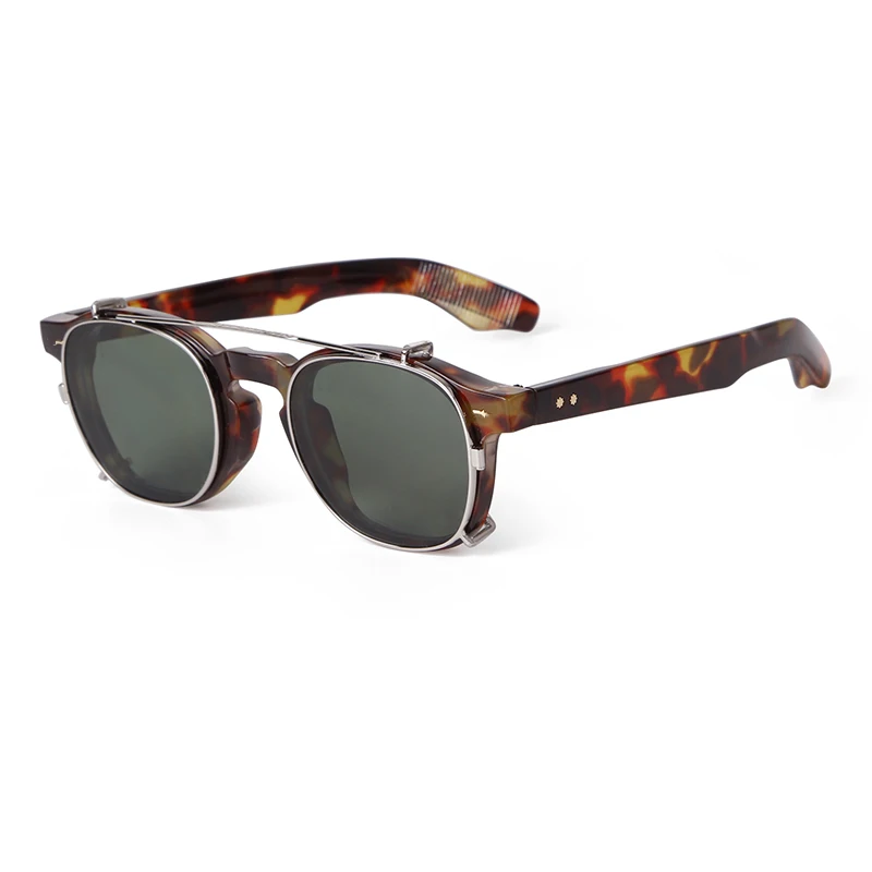 Vintage Niet Steampunk Clip auf Sonnenbrille Frauen Männer Klassische Quadratische Abnehmbare Flip Polarisierte Linse Sonnenbrille Gafas De Sol UV400 – Detail 17