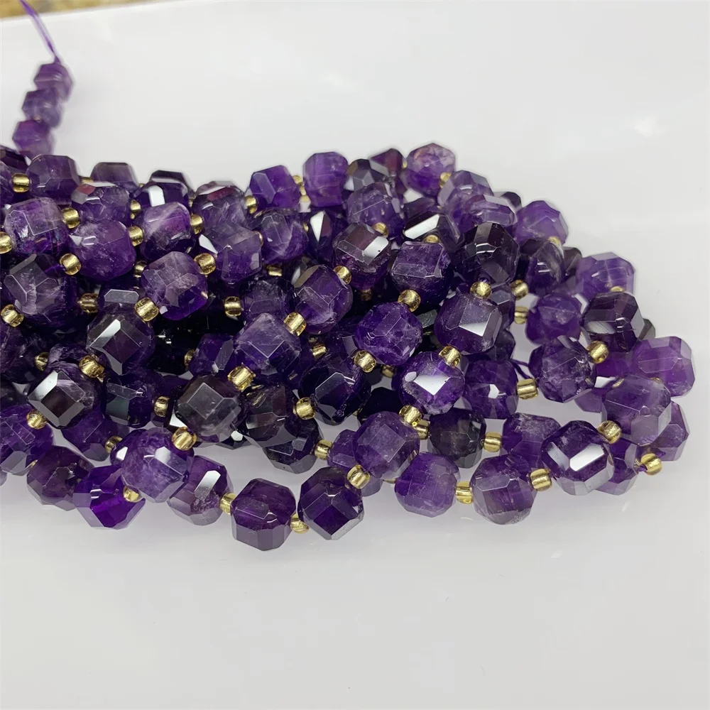 Healing Crystal Quartz Beads Amethyst 6-7 8-9mm Natural Gemstone Faceted Cube Strand Beads For Jewelry DIY Making Loose Beads