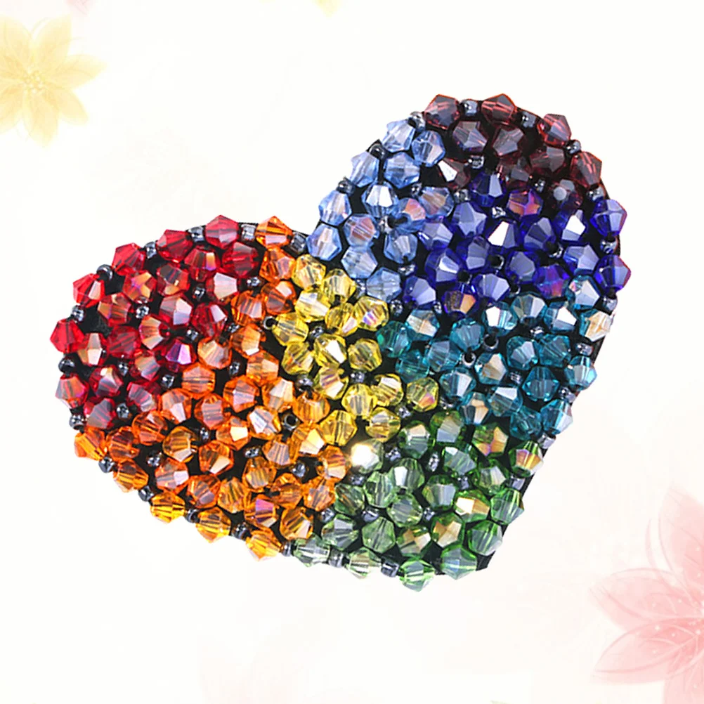 

Rhinestone Heart Hair Clip Colorful Beads Alloy Snap Clip Elegant Styling Tool Wedding Party Barrettes Colorful Beads Barrettes