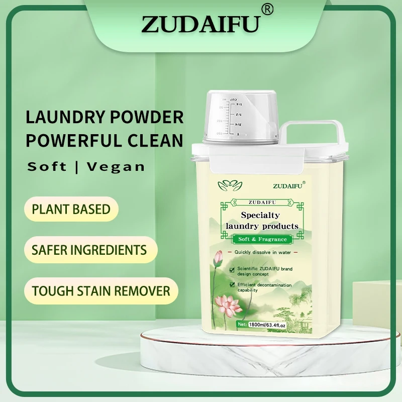 Laundry Powder 820g ZUDAIFU Wash Clothes Clean Soft Safer Ingredients Tough Stain Remover Long Lasting Fragrance