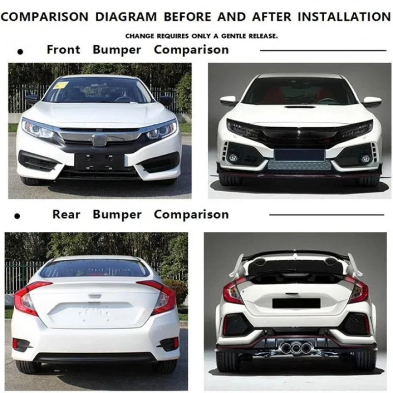 

Комплект обвесов в стиле Type R для моделей Civic 2016 года и новее, модифицированные внешние автозапчасти для рестайлинга