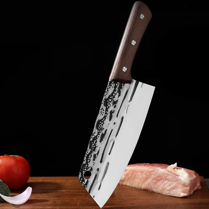Forged Wood Handle Kitchen Knife Chinese Chef Slicing Cleaver Meat Fish Vegetable Knife Full Tang Knife