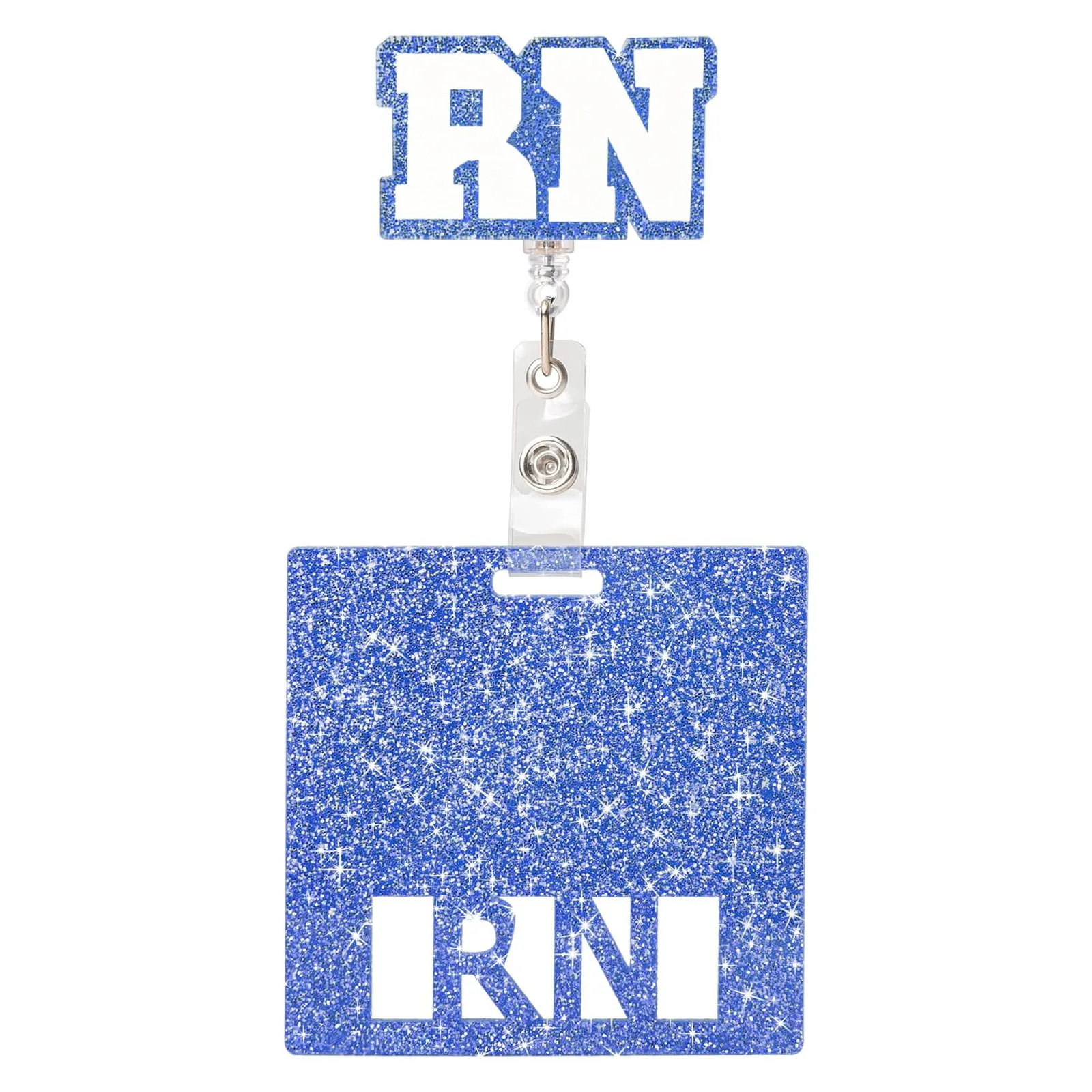 1Pc Glitter acrilico RN Badge Reel con Clip a coccodrillo porta carte d'identità accessori per Badge da infermiera porta Badge retrattile