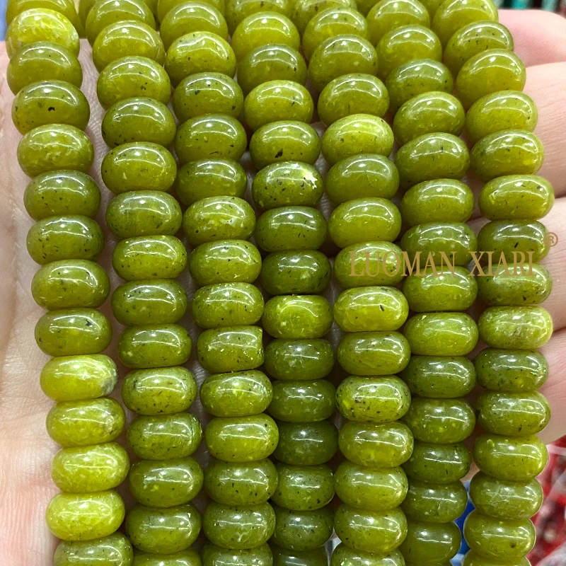 6x10MM Abacus Natural Stone Green Taiwan Jades Loose Rondelle Spacer Beads for Jewelry Making DIY Bracelets Charms  Accessories