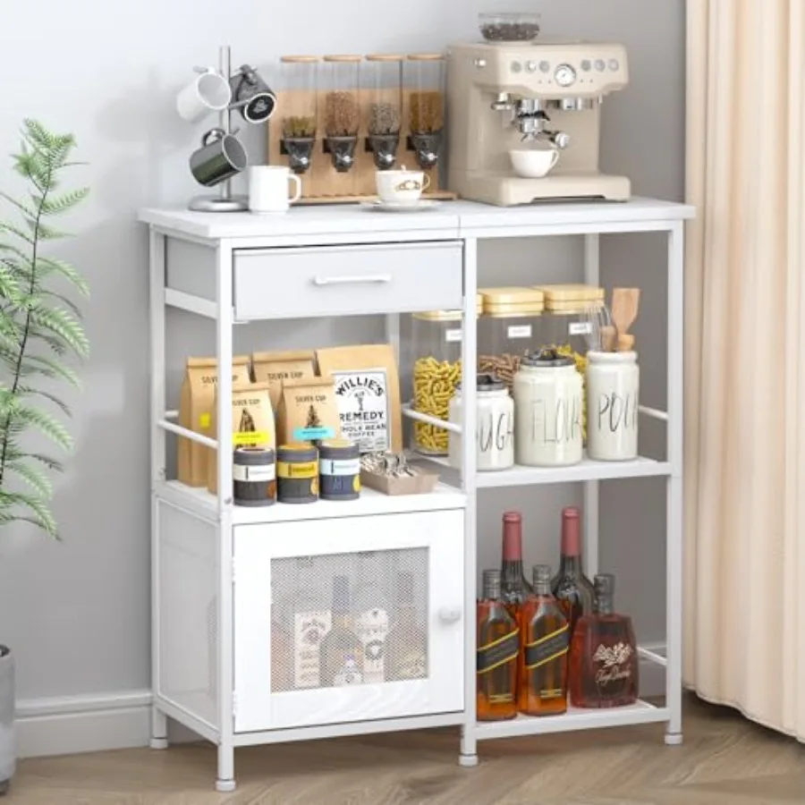 

Coffee Bar Cabinet for Home - Farmhouse Coffee Stand Station Multi-Purpose Buffet Sideboard Cabinet - Kitchen Bar Table for Liv