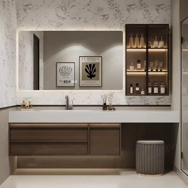 

Новый шкаф для ванной комнаты 2025 года, шкаф для ванной комнаты, туалетный столик, комбинированная каменная плита, бесшовная