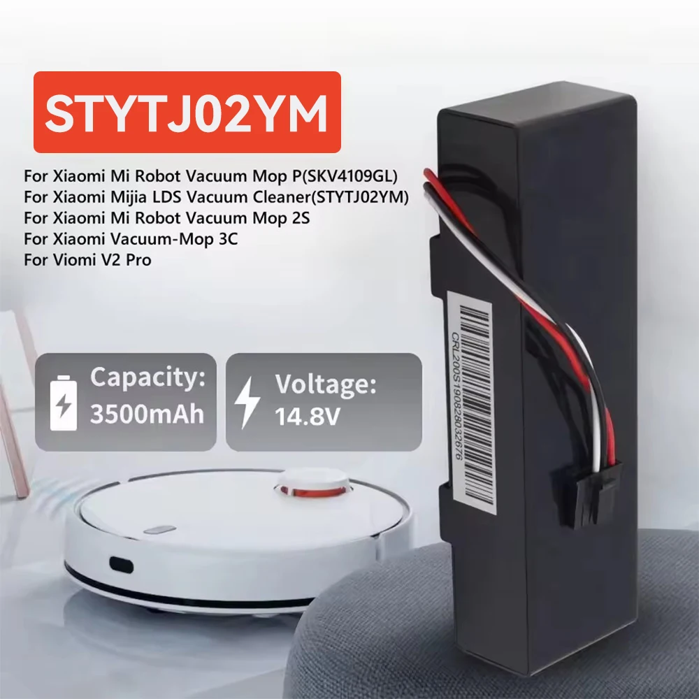 STYTJ02YM Battery 14.8V 12800mAh for Xiaomi Mijia LDS Vacuum Cleaner,Mi Robot Vacuum-Mop P,Mi Robot Vacuum-Mop 2S/Haier JX37