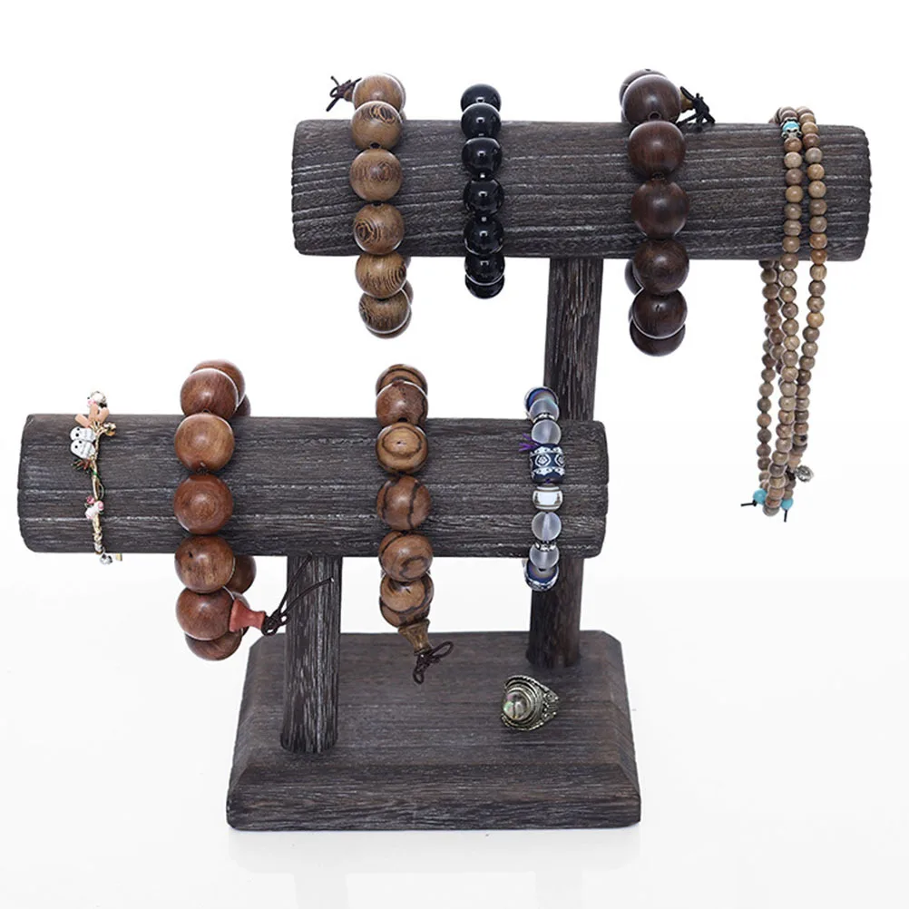 

1pc Solid Wood Jewelry Display Stand For Hair Ties Headbands Bracelets Wooden Scrunchie Holder Rack Organizer Storage Decorative