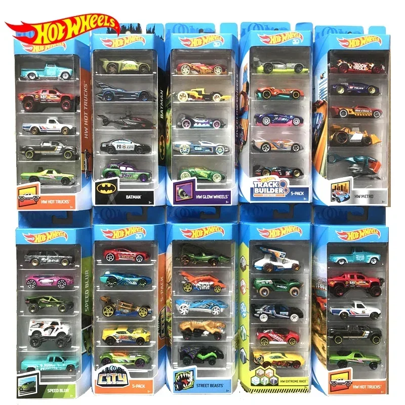 Original Hot Wheels Car 5 Pcs Juguetes Diecast 1:64 Voiture HW Fast & Furious Flames Sport Track Builder Boys Toys Model Gift