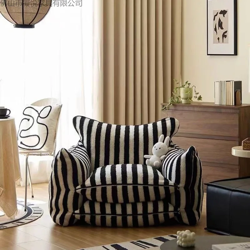 Popular dopamine striped lazy sofa living room family tatami recliner simple sofa