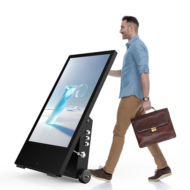 

43 Inch Waterproof Outdoor Interactive Advertising Portable Poster Outdoor Digital Signage with Wheels