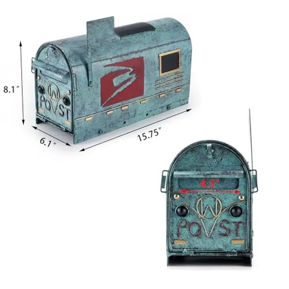 

Galvanized Steel Mailbox Post Mount Rural Outdoor Decor Heavy Duty Attractive Installation Kit Included 15.75"D x 6.1"W x 8.1"H