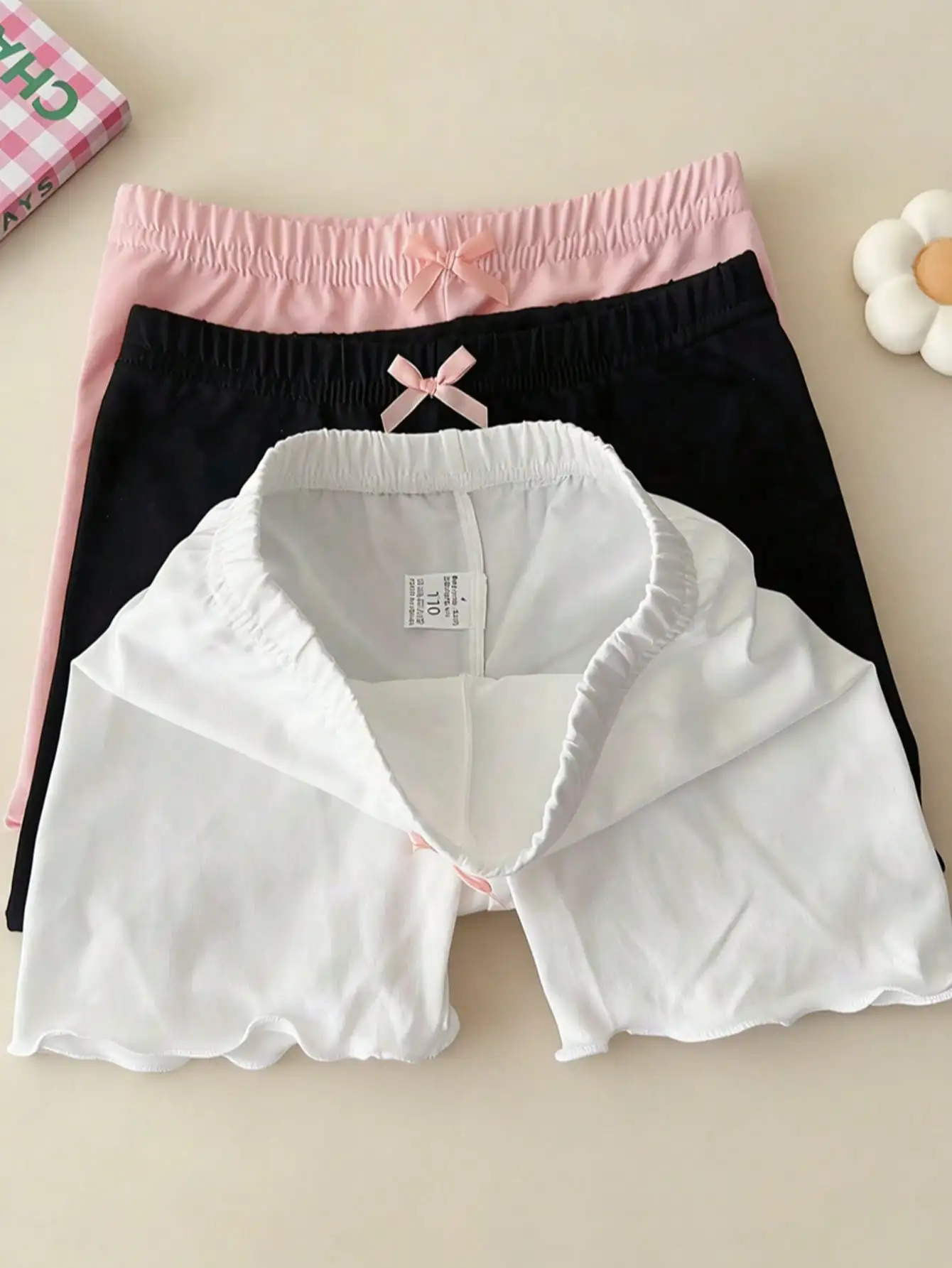 3-teilige Mädchen-Sicherheitsshorts aus Modal, 2–10 Jahre, Anti-Exposition-Shorts mit Schleifenverzierung für Freizeit, Strandtage, Partys und Prinzessinnen-Outfits – Detail 5