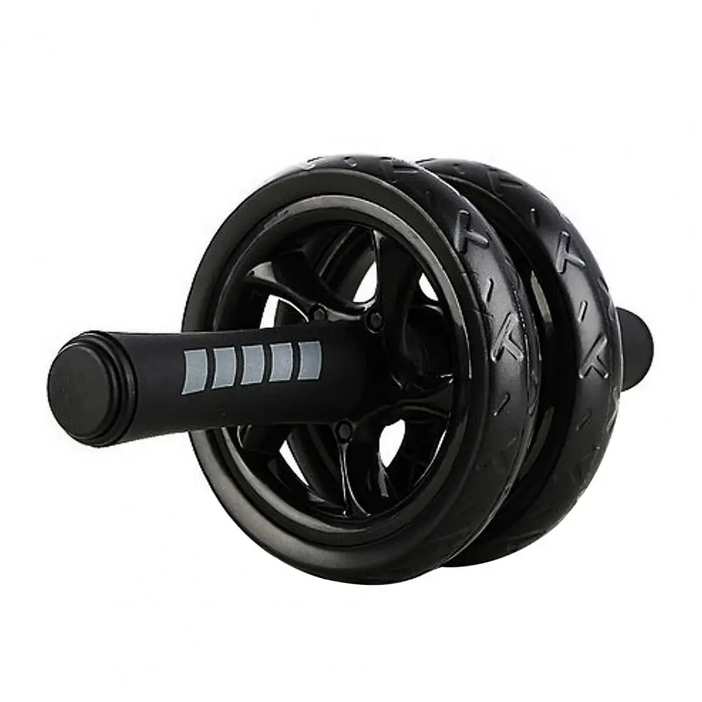 Black  Practical Abdominal Weight Loss Exercise Roller Tread Pattern Abdominal Roller Easy Installation   for Gym