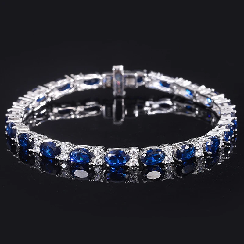 TFGLBU Trendy Colorful 4*6mm Gem Bracelet for Women 100% Solid 925 Silver Fancy Bangle Birthday Gift Luxury Jewelry Wholesale