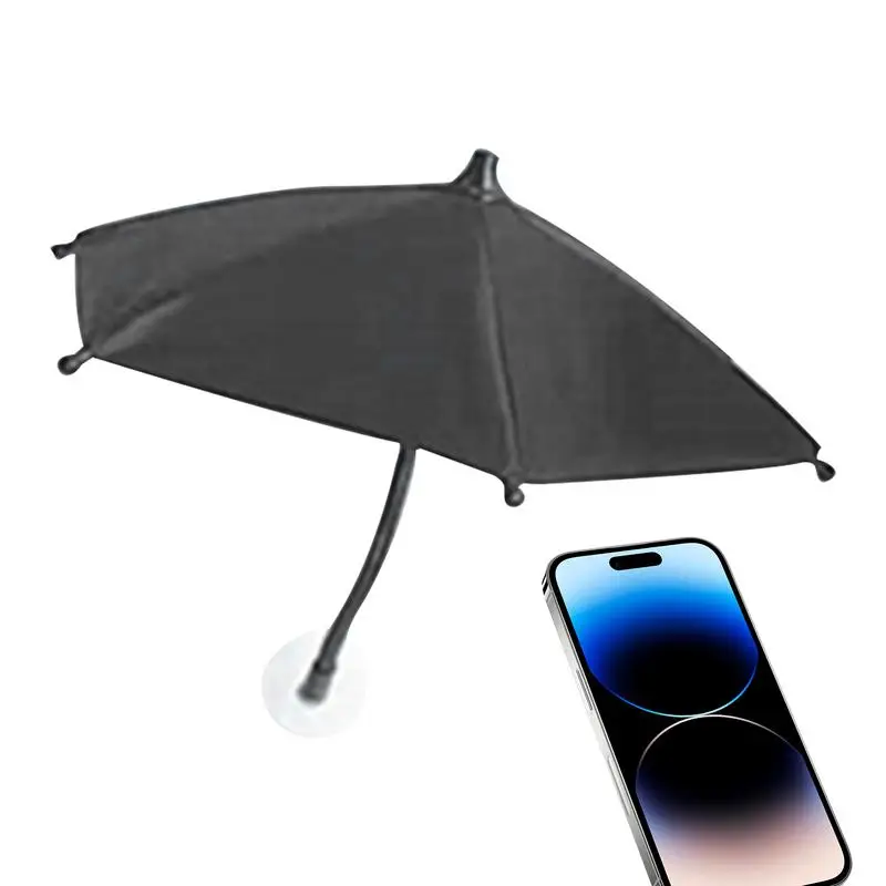 Cell Phone Sun Shade Cell Phone Mini Umbrella 6-Rib Nylon Frame Phone Umbrella For Sun Cell Phone Mini Umbrella Mobile Phone