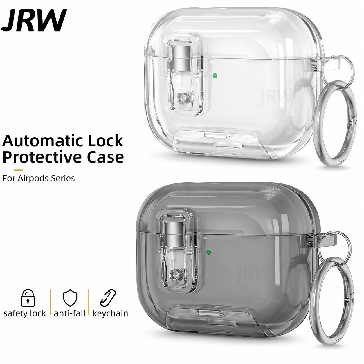 Sicherheitsschloss für AirPods Pro 3/Pro2/Pro/4 Transparente Hülle mit Telefonständer-Design Automatisch öffnender Deckel mit Schlüsselanhänger für AirPods 4/Pro 3/Pro – Detail 1