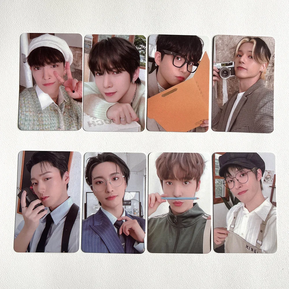 8Pcs/Set KPOP ATEEZ 2024 Season\'s Greetings Member Selfie LOMO Cards List Mingi Yunho San Fashion Photocards Postcards Fans Gift