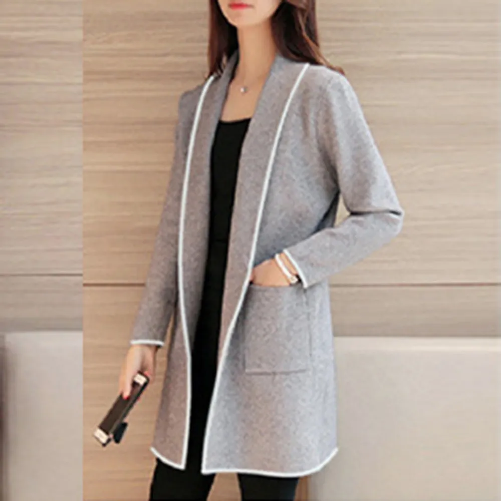 2024 Women Lapel Casual Solid Color Plus Velvet Jacket Long Sleeve Loose Cardigan Warm Long Fleece Coat Cardigan Women Chaquetas