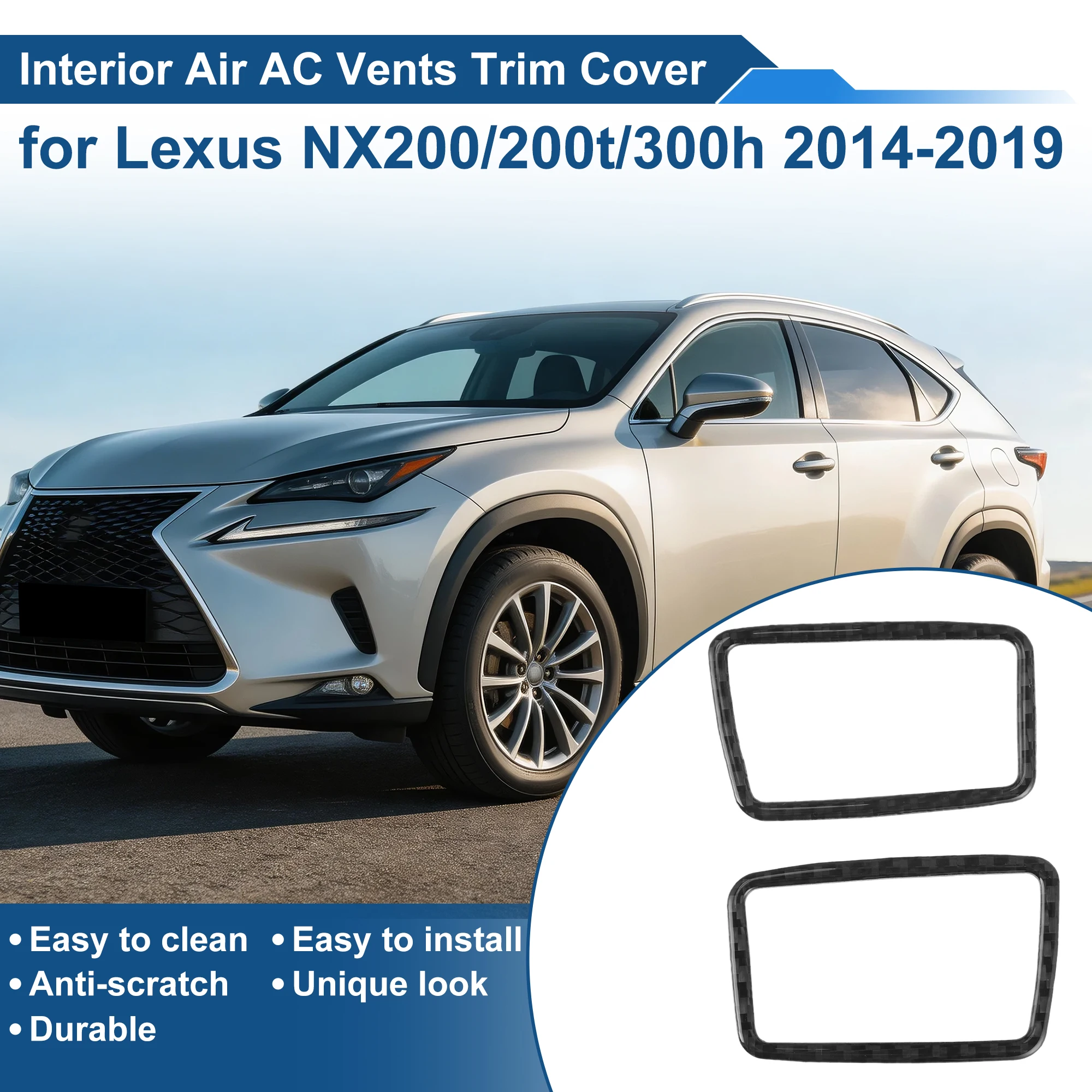 UXCELL for AC Vent Trim Frame for Lexus NX 14-19 for Dashboard Vent Sticker