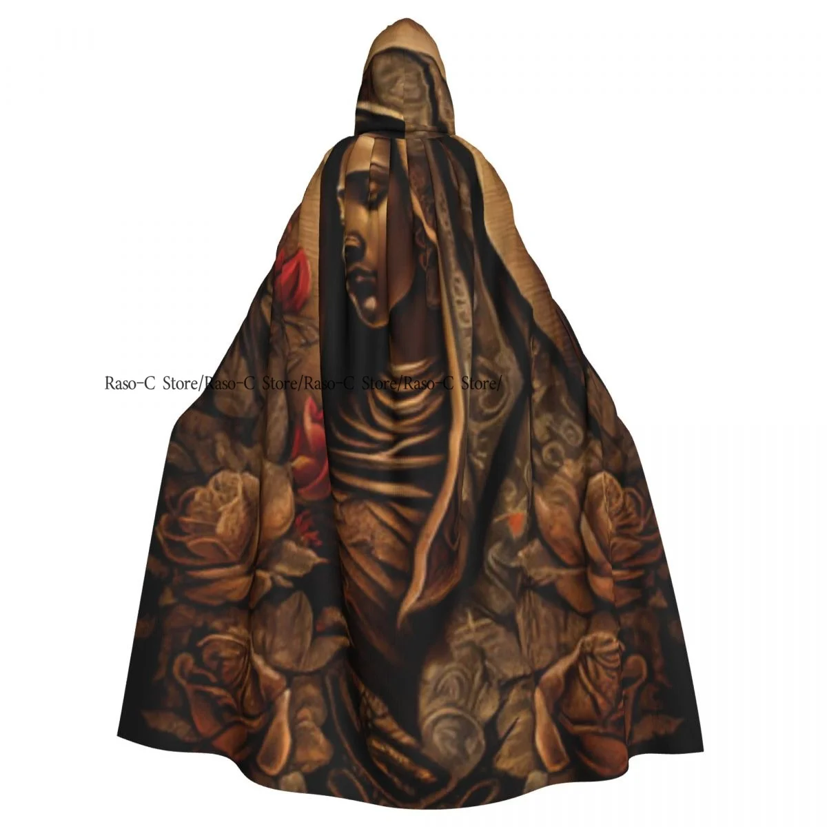 Adult Cloak Cape Hooded Lady Of Guadalupe Mexico Saint Holy Faith Medieval Costume Witch Wicca Vampire Elf Purim Carnival Party