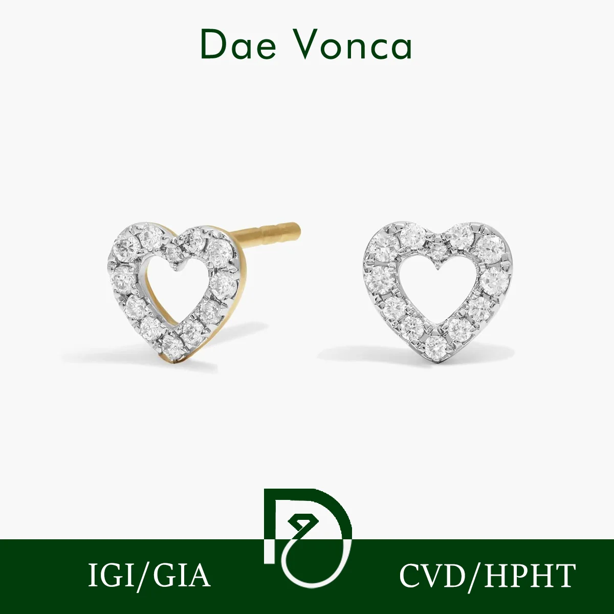 

Серьги с бриллиантами в форме сердца. Желтое золото 9K/14K/18K. Серьги с бриллиантами. Круглые серьги с выращенными в лаборатории бриллиантами. Ажурные серьги-гвоздики.