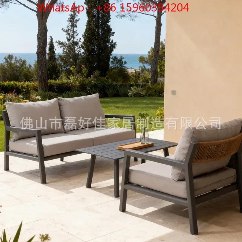 Customized outdoor rattan sofa courtyard villa balcony rattan chair terrace garden furniture disassembly small sofa chair