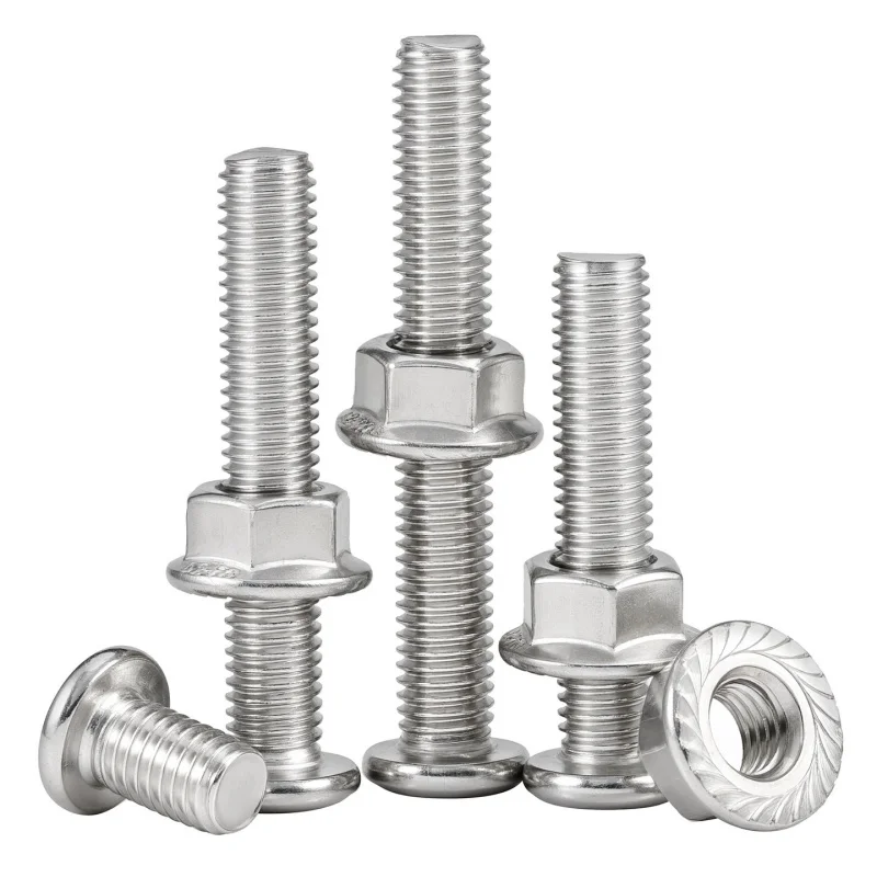 Sus304 Stainless Steel Large Flat Hexagon Socket Screw&flange Nuts For Furniture Connector Joint Bolt M3 M4 M5 M6m8m10m12