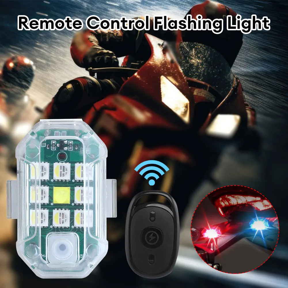 

Strobe Light Motorcycle Led Flash Anti-Collision Warning Light Car Bicycle Waterproof Wireless Remote Control Light