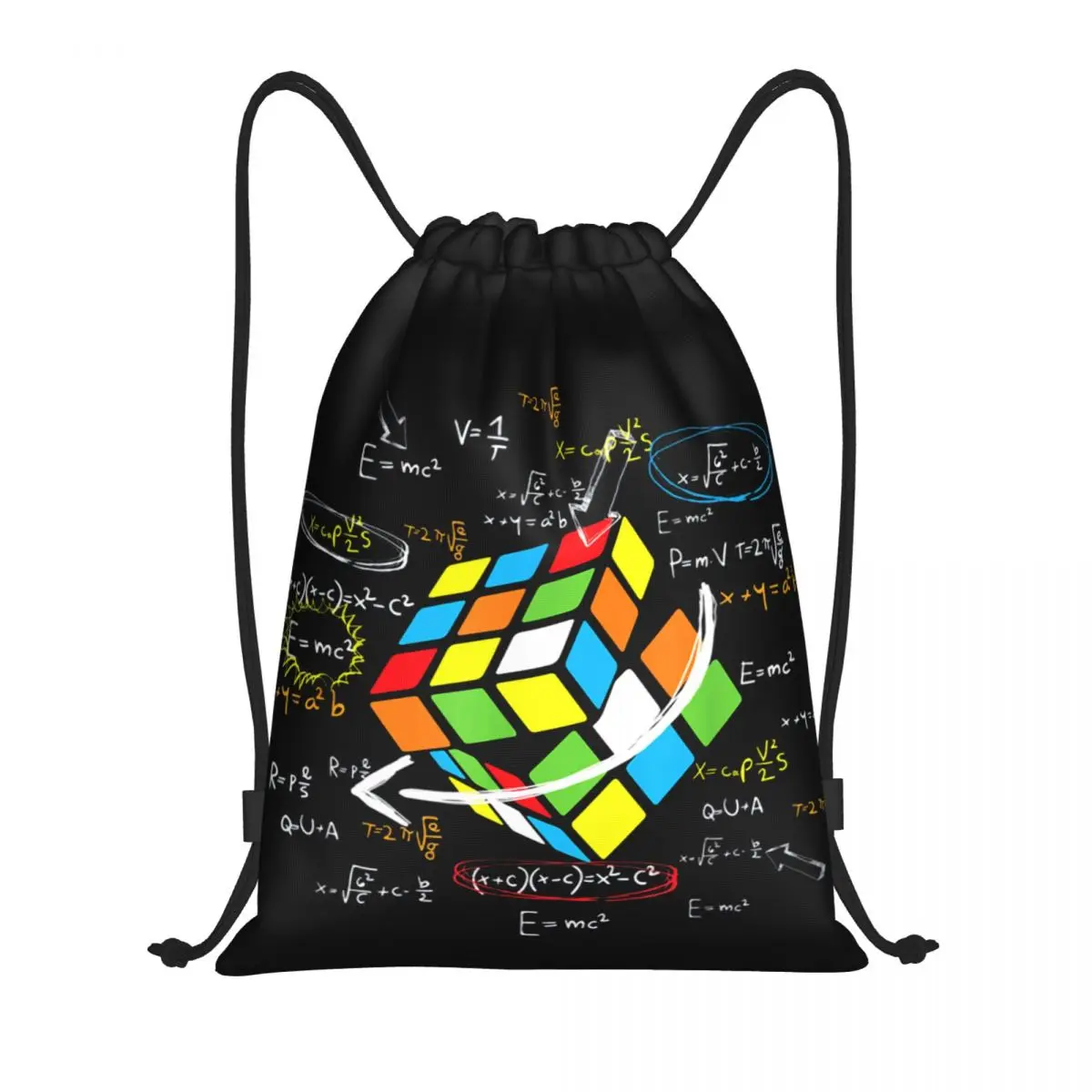 Custom Math Rubiks Player Cube Math Lovers Drawstring Bag Men Women Lightweight Sports Gym Storage Backpack