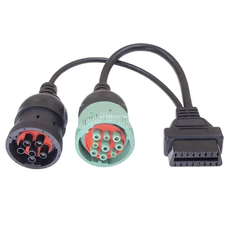 

9Pin J1939 & 6 Pin J1708 Truck Y-Cable to OBD2 16Pin Female Adapter Diagnosctic Dropship