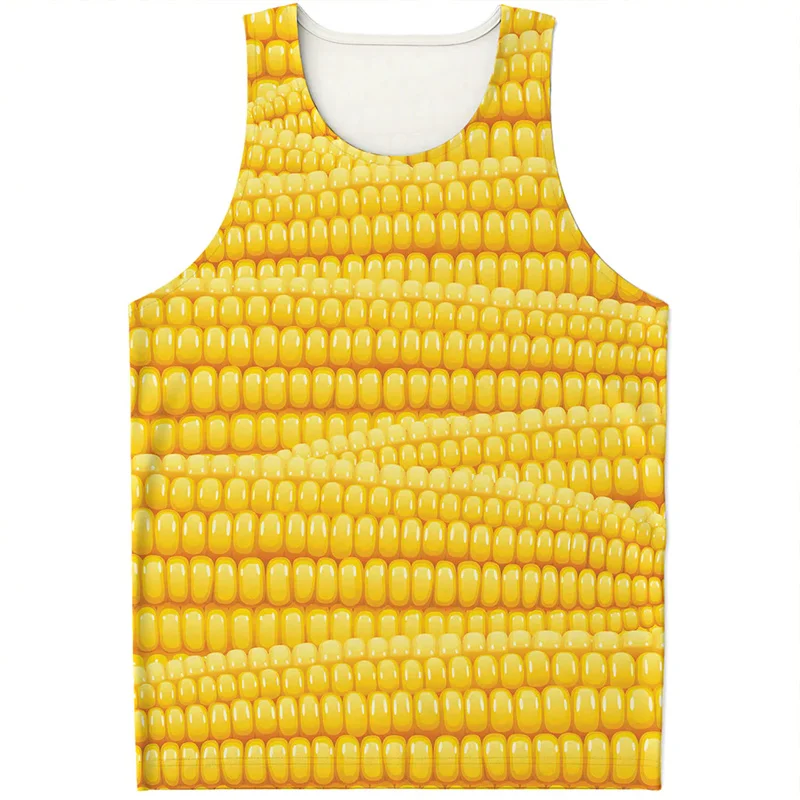 Fashion Corn Cob Graphic Tank Top For Men Women 3d Print Crops Plants Tee Shirts Kids Summer Streetwear Tops Oversized Vest