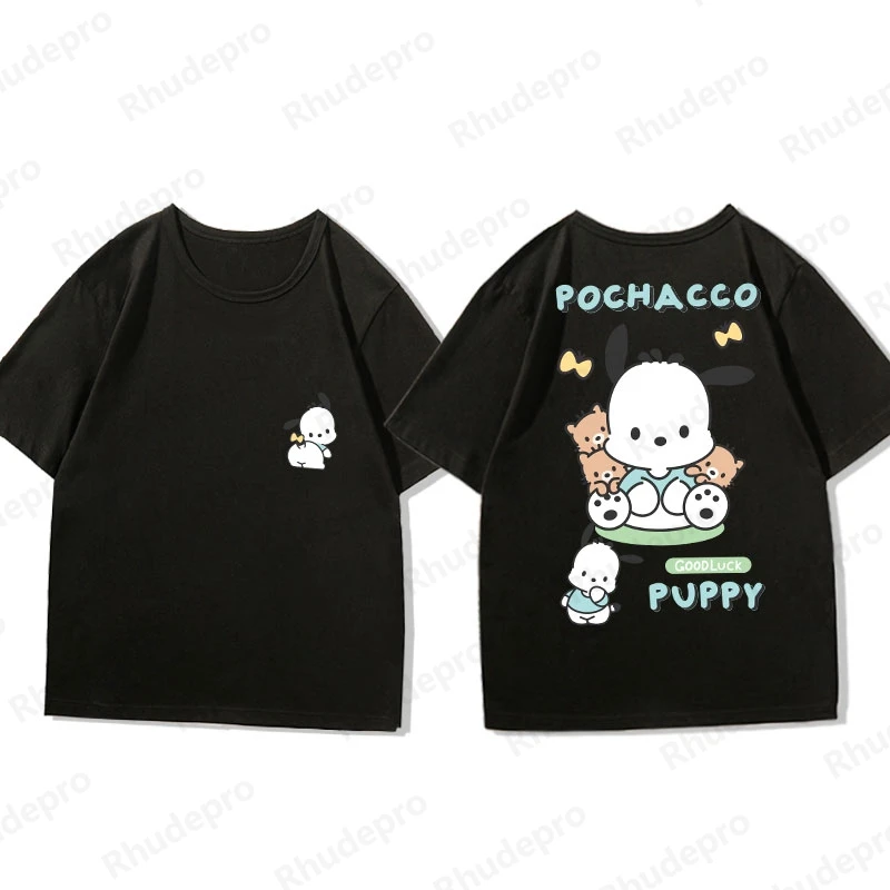 Sanrio bedruckte Co-Branded Kurzarm T-Shirt Frauen Kulomi Yugui Hund rund um den Modetrend halb ärmel ige Kleidung Mädchen