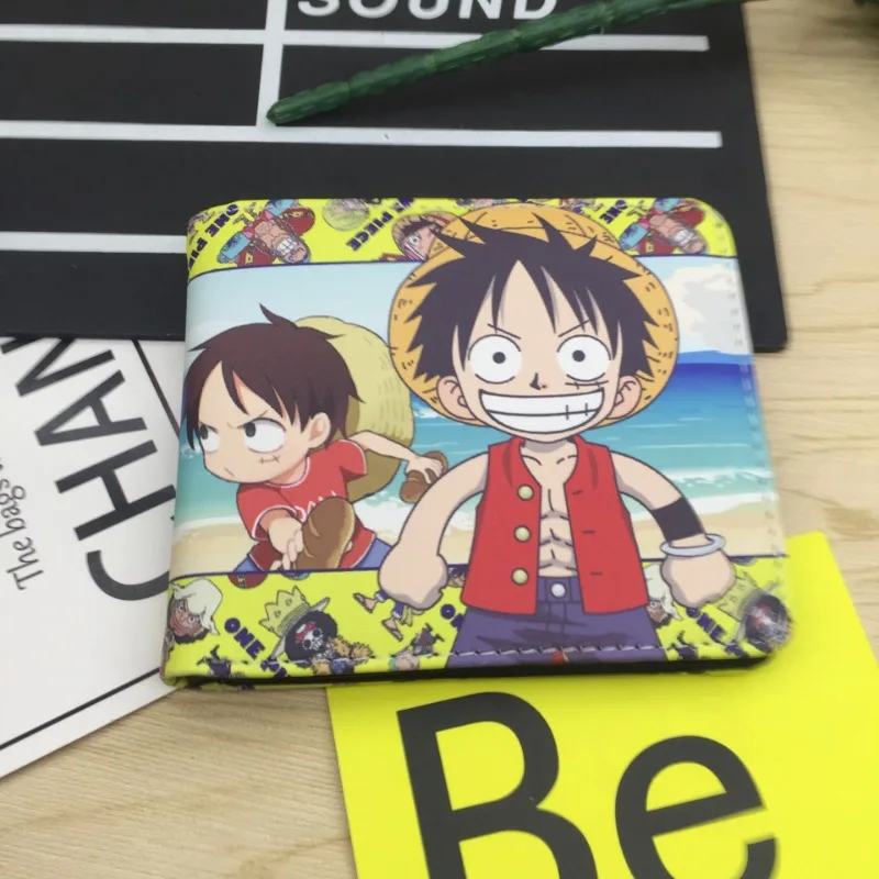 New One Piece PU wallet with card slot for men and women, short style, student Luffy Zoro, Chopper cartoon anime Christmas gift