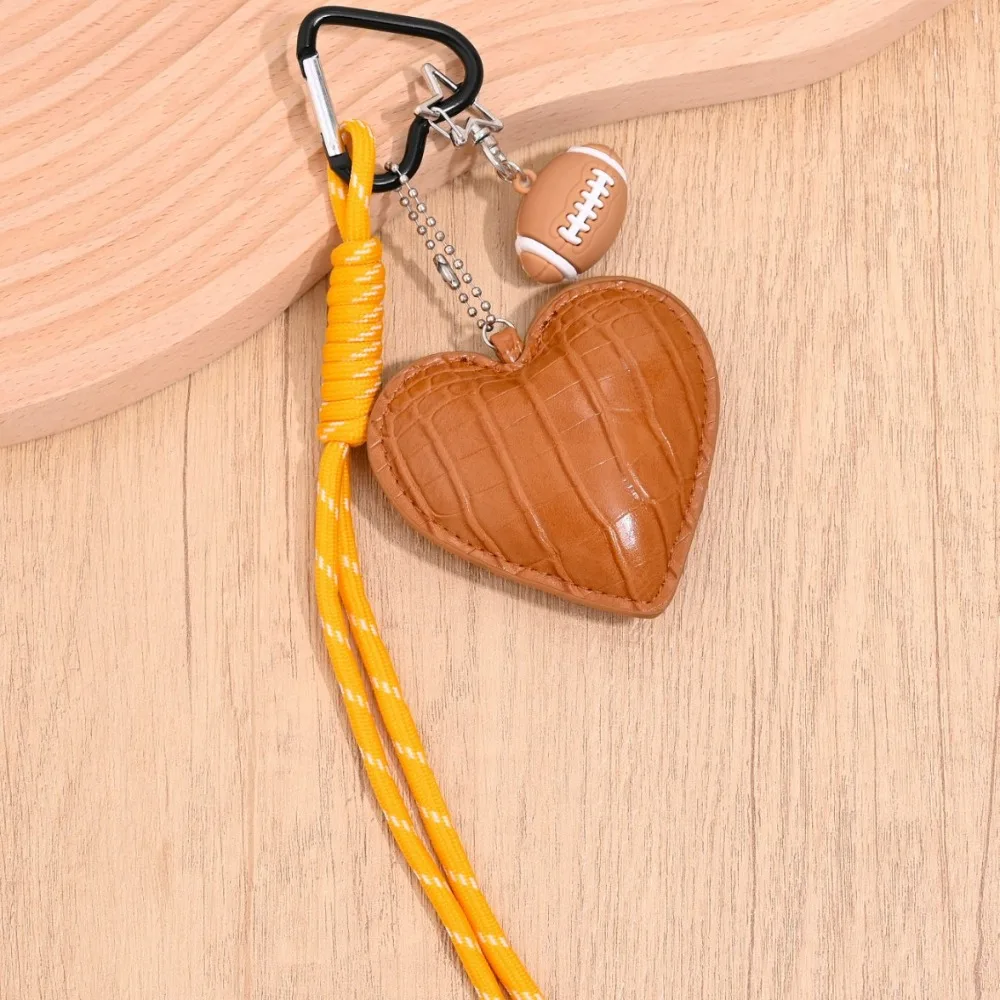 

PU Leather Heart Keychain Basketball Woven Rope Braided Rope Car Keyrings Bag Pendant Korean Style Love Football Bag Charm