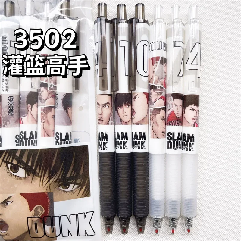 2/6Pcs Cartoon Anime Gel Pen Kaede Rukawa Takenori Akagi Writing Supplies Stationery Pens Students Gift 0.5mm